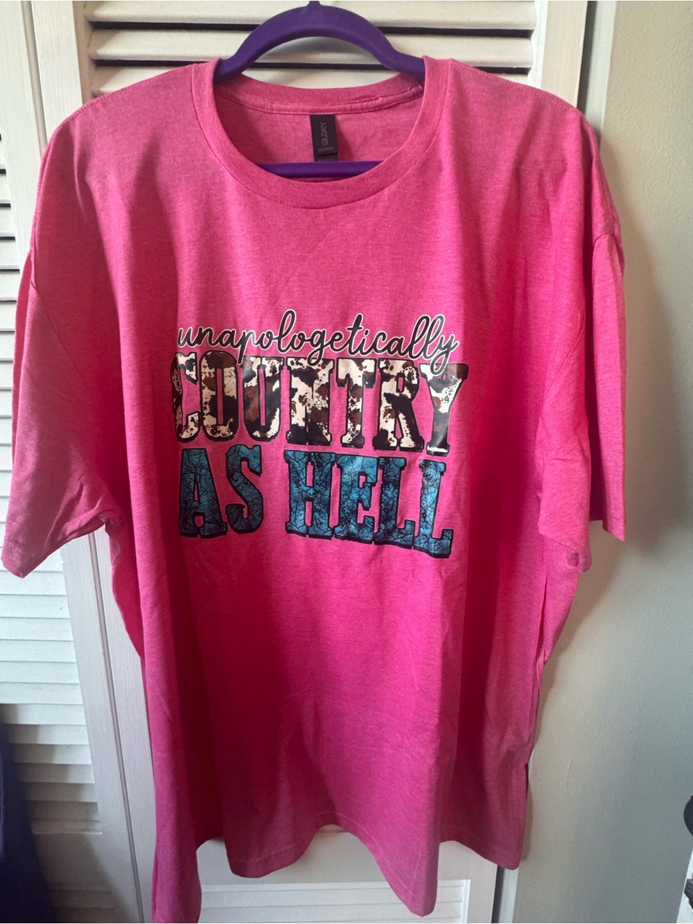 Gildan Pink Unapologetically Country As Hell Western Graphic Tee 2XL